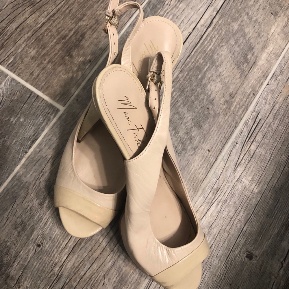 Marc Fisher cream peep toe high heels - slingback